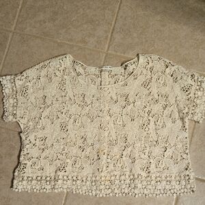 Double Zero Cream Lace Crop Top